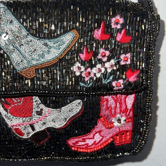 From India To You | Cowgirl Boot Embroidered Beaded Shoulder Bag - Picture 8 of 15